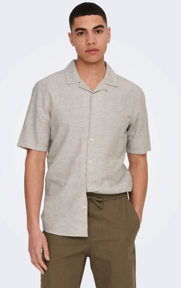 Only & Sons - onsCaiden SS Resort Linen Shirt Beige L