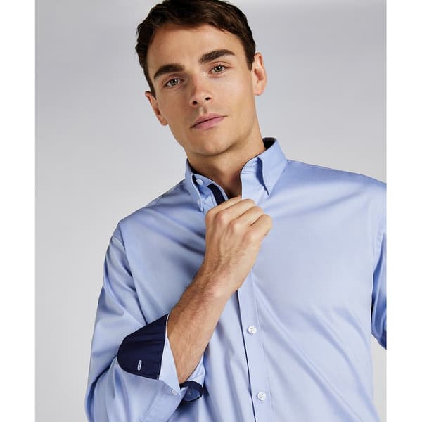 Kustom Kit Mens Premium Contrast Oxford Tailored långärmad skjorta
