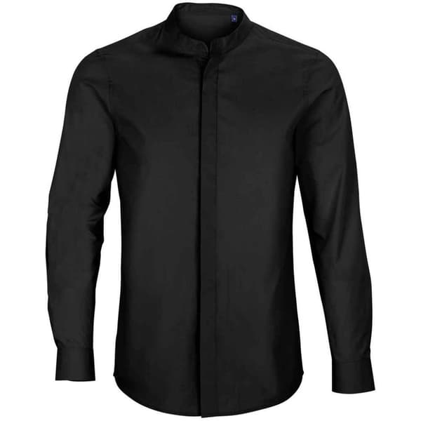 NEOBLU Langærmet formel skjorte med langærmet krave i poplin Bart Mao til mænd Deep Black XL