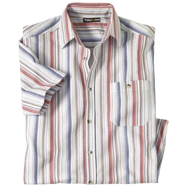 Atlas For Men Mens Striped Summer Shirt White/Red/Blue/Brown XXL