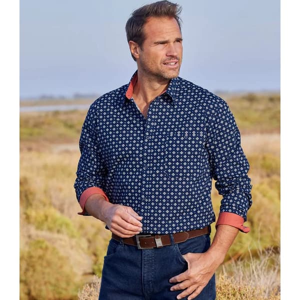 Atlas For Men Mens Patterned Poplin Shirt