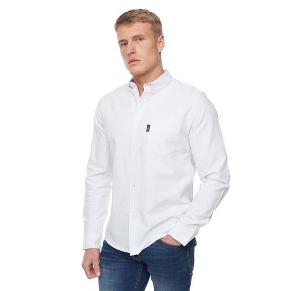 Bewley & Ritch Mens Dewey Striped Oxford Shirt White L