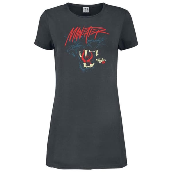 Amplified Womens/Ladies Maneater Darryl Hall & John Oates T-Shirt Dress Charcoal S