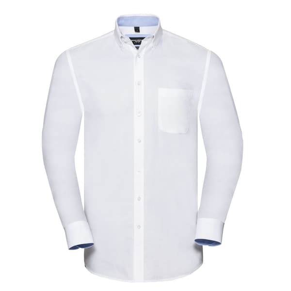 Russell Collection Mens Oxford Tailored Long-Sleeved Shirt
