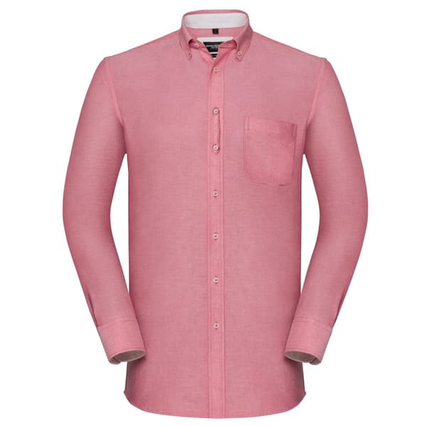 Russell Collection Mens Oxford Tailored Long-Sleeved Shirt