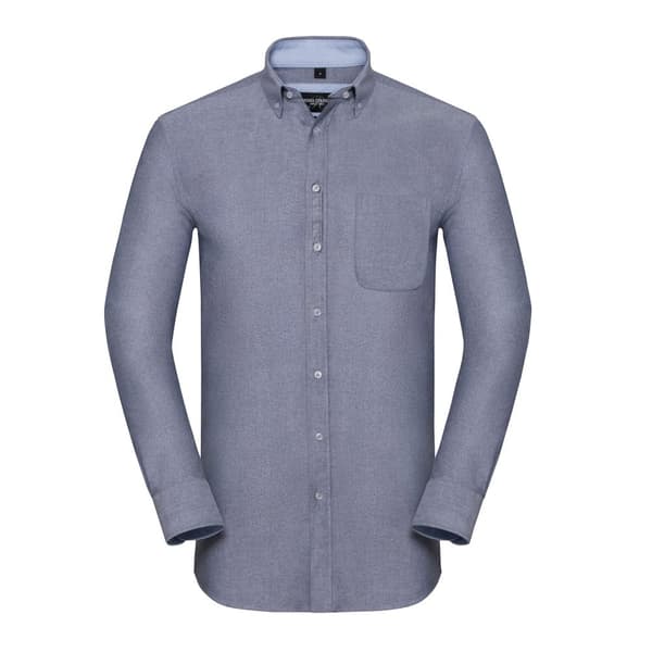Russell Collection Mens Oxford Tailored Long-Sleeved Shirt