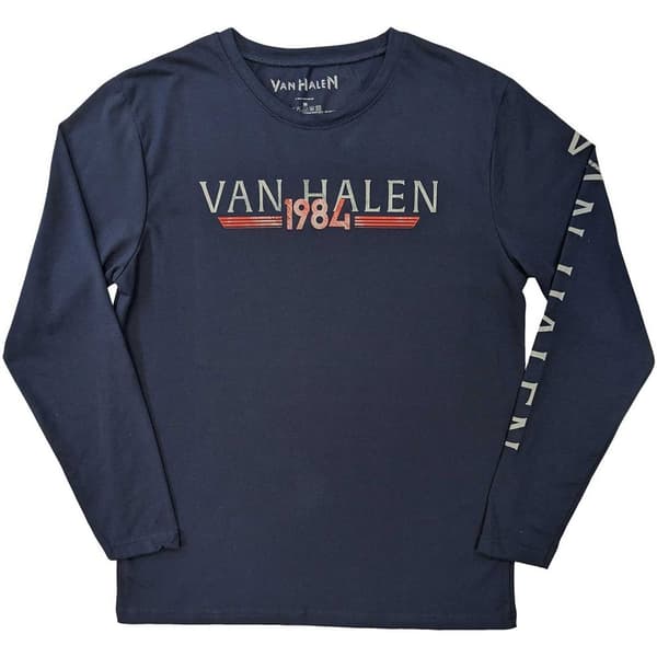 Van Halen Unisex Adult 84 Tour Long-Sleeved T-Shirt Navy Blue S