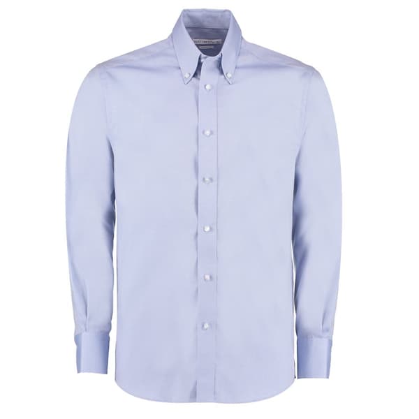 Kustom Kit Mens Premium Oxford Tailored Long-Sleeved Shirt Light Blue 13.5in