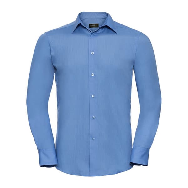 Russell Collection Mens Poplin Tailored Long-Sleeved Shirt