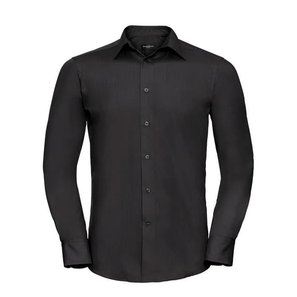 Russell Collection Långärmad skjorta i poplin för herrar