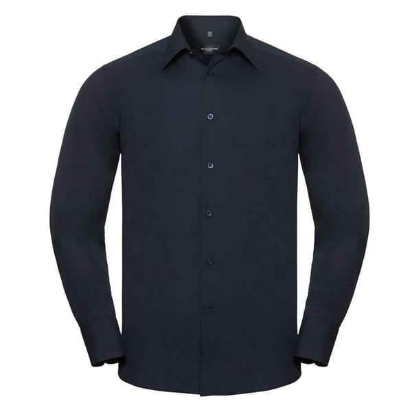 Russell Collection Mens Poplin Tailored Long-Sleeved Shirt