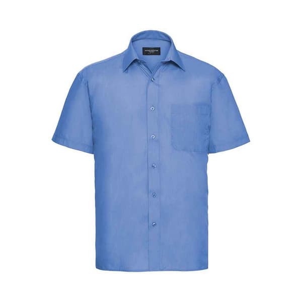 Russell Collection Mens Poplin Easy-Care Short-Sleeved Formal Shirt