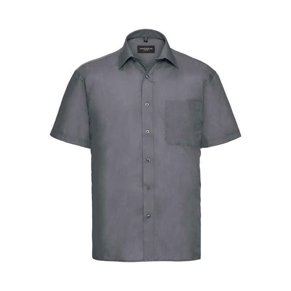Russell Collection Mens Poplin Easy-Care Short-Sleeved Formal Shirt