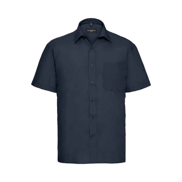 Russell Collection Mens Poplin Easy-Care Short-Sleeved Formal Shirt