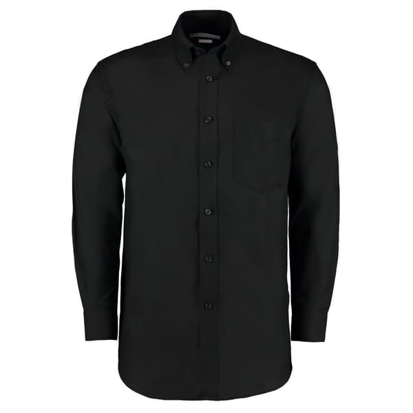 Kustom Kit Långärmad klassisk Oxford-skjorta för herrar Black 15.5in
