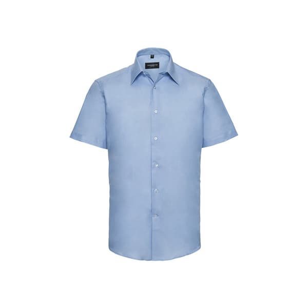 Russell Collection Mens Oxford Tailored Short-Sleeved Shirt