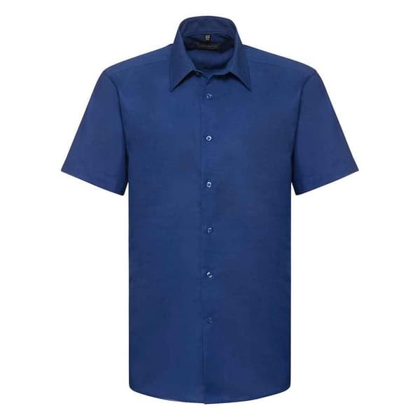 Russell Collection Kortärmad Oxford-skjorta för herrar Bright Royal Blue 19.5in