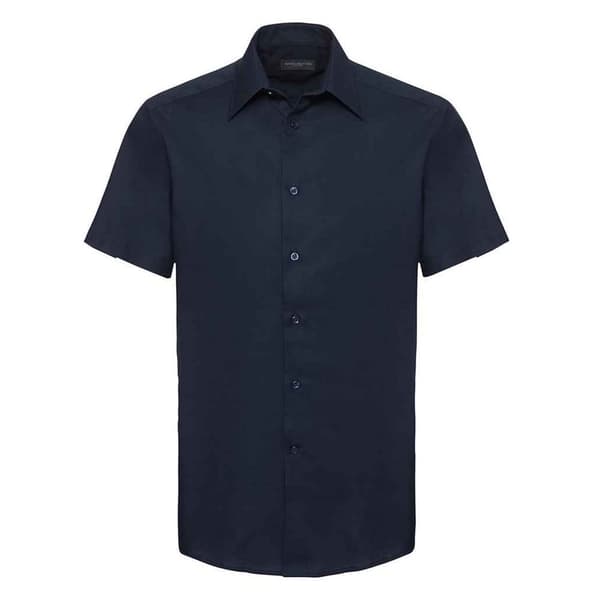 Russell Collection Mens Oxford Tailored Short-Sleeved Shirt