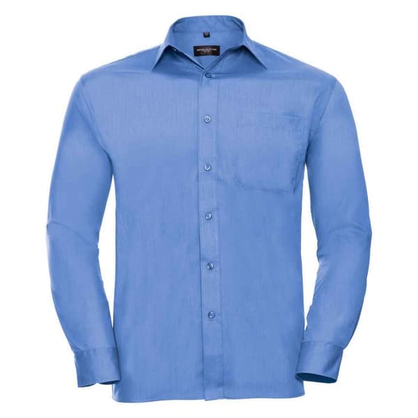 Russell Collection Mens Poplin Easy-Care Long-Sleeved Formal Shirt