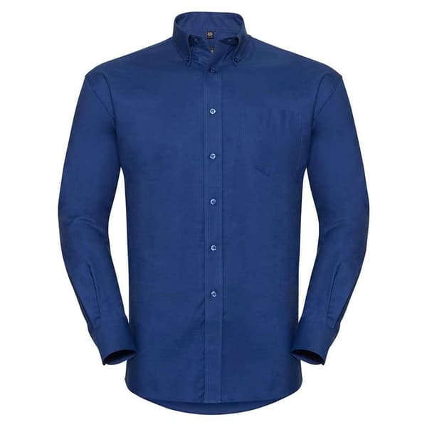 Russell Collection Mens Oxford Easy-Care Long-Sleeved Formal Shirt Bright Royal Blue 14.5in