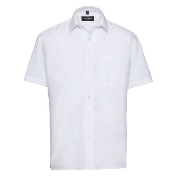 Russell Collection Kortärmad skjorta i lättskött poplin för herrar