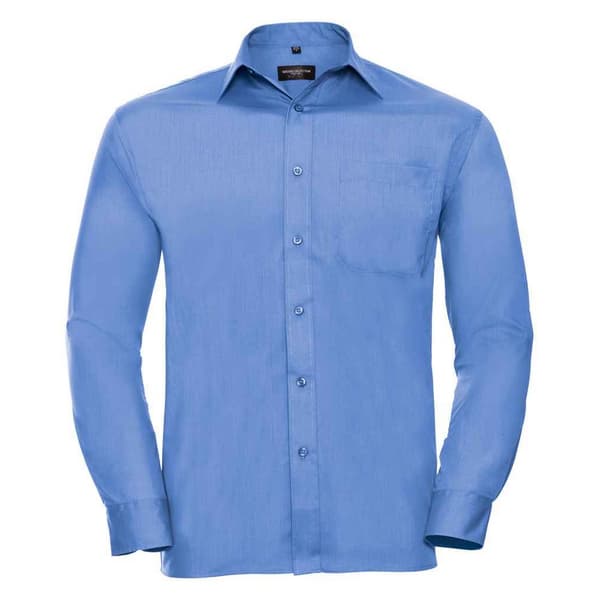 Russell Collection Poplin lättskött formell skjorta för män