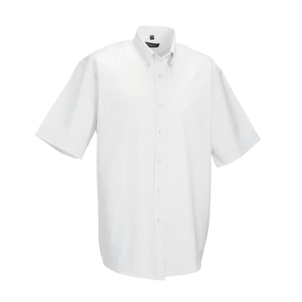 Russell Collection Mens Oxford Easy-Care Short-Sleeved Shirt