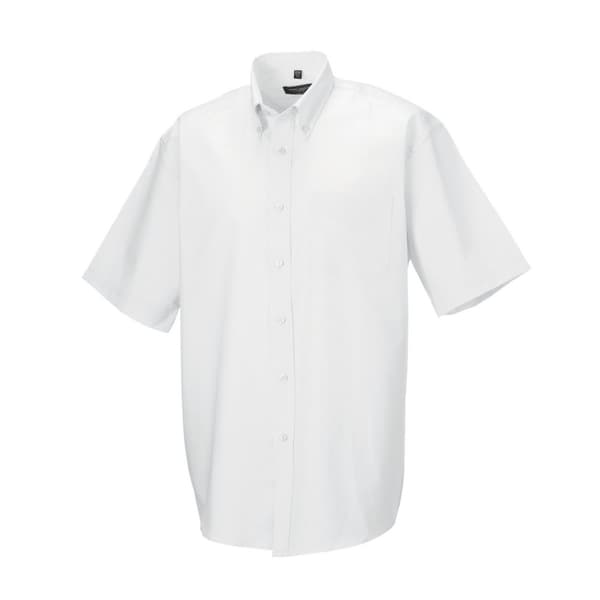 Russell Collection Mens Oxford Easy-Care Short-Sleeved Shirt