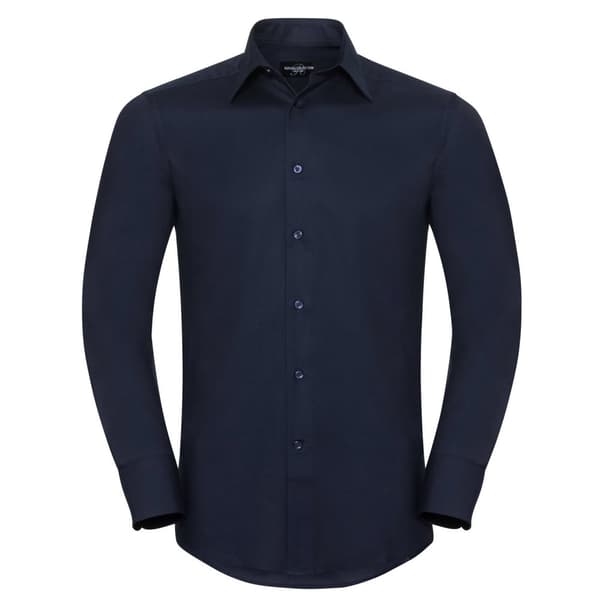 Russell Collection Mens Oxford Easy-Care Tailored Long-Sleeved Shirt