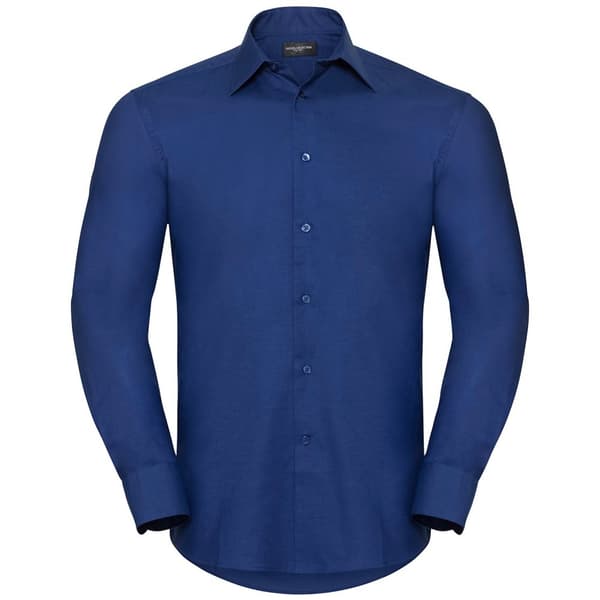 Russell Collection Mens Oxford Easy-Care Tailored Long-Sleeved Shirt