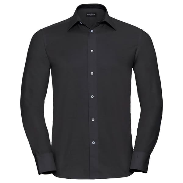 Russell Collection Mens Oxford Easy-Care Tailored Long-Sleeved Shirt