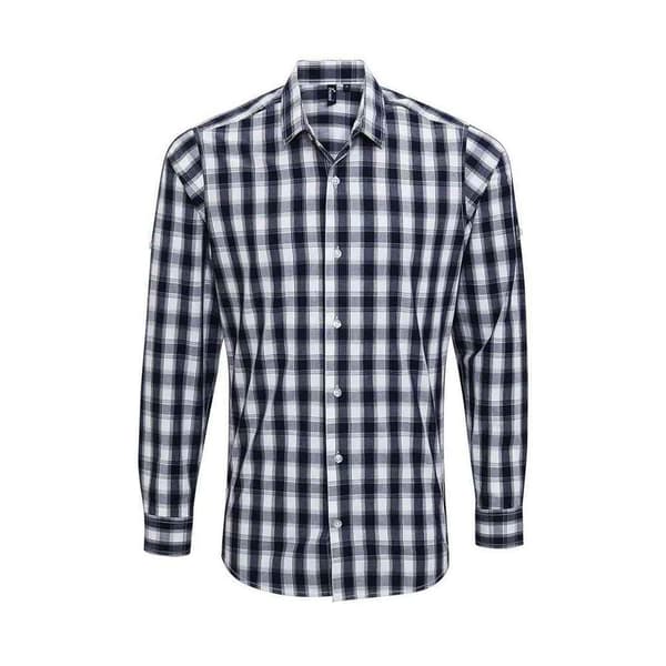 Premier Mens Mulligan Checked Cotton Long-Sleeved Shirt