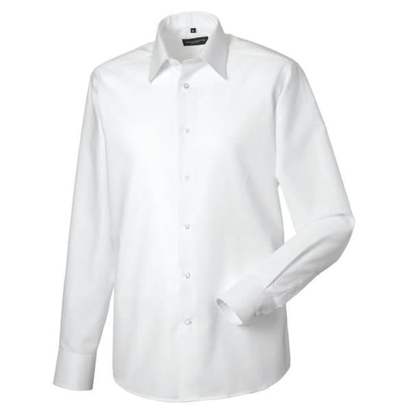 Russell Collection Mens Oxford Tailored Long-Sleeved Formal Shirt White 17.5in