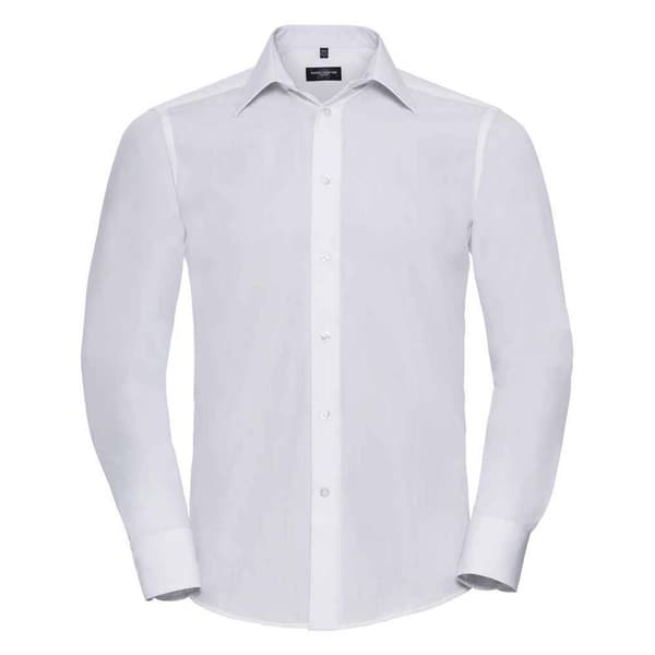Russell Collection Mens Poplin Tailored Long-Sleeved Formal Shirt White XXL