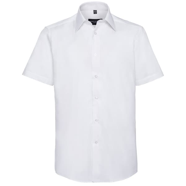 Russell Collection Mens Oxford Easy-Care Tailored Short-Sleeved Shirt