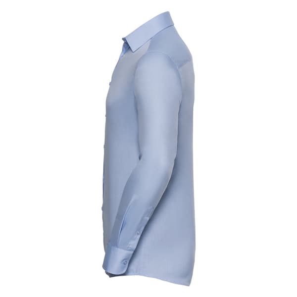 Russell Collection Mens Herringbone Long-Sleeved Shirt