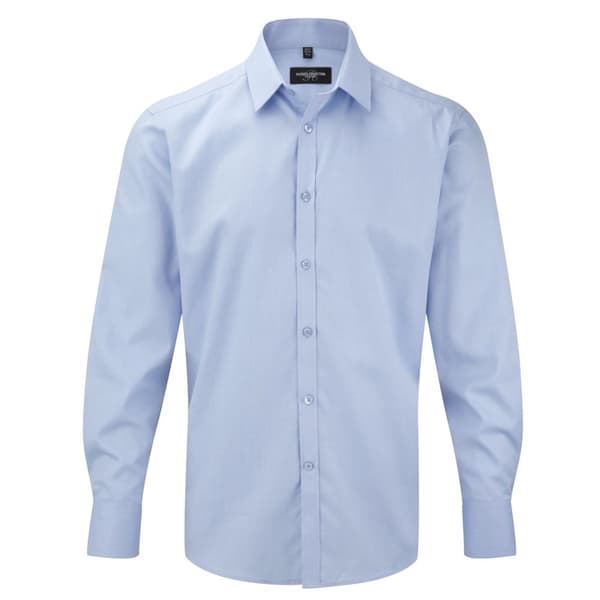 Russell Collection Mens Herringbone Long-Sleeved Shirt