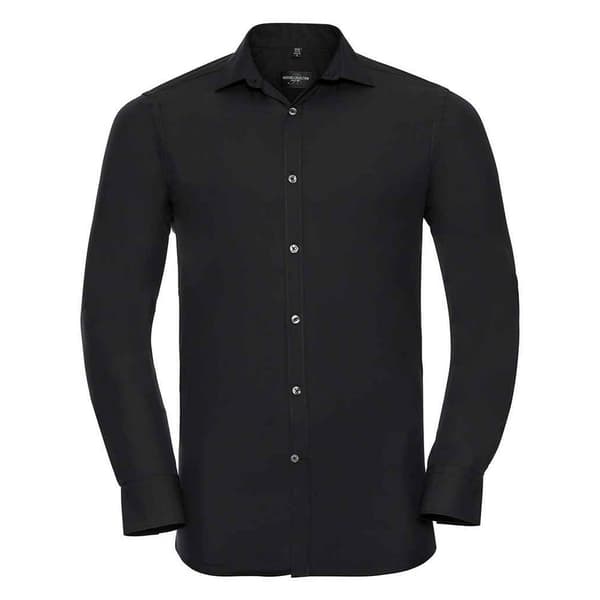 Russell Collection Långärmad formell skjorta i Ultimate Stretch för herrar