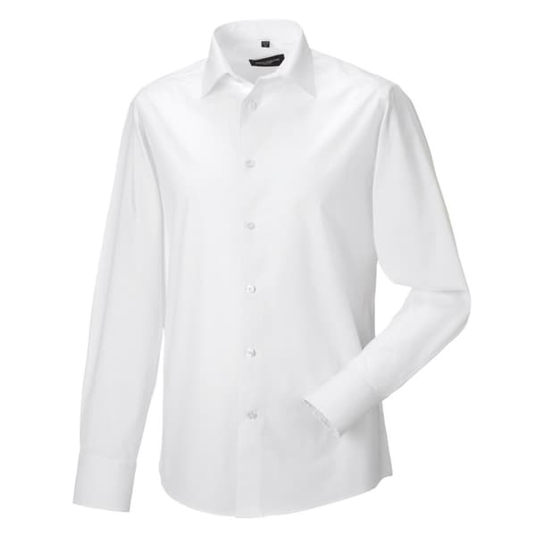 Russell Collection Långärmad skjorta med passform för herrar White 3XL
