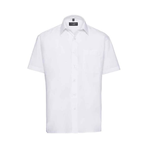 Russell Collection Mens Poplin Easy-Care Shirt