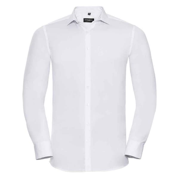Russell Collection Långärmad formell skjorta i Ultimate Stretch för herrar White S