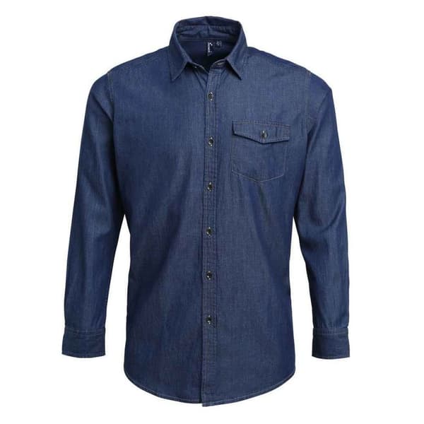 Premier Denimskjorta med kontrasterande sömmar för herrar