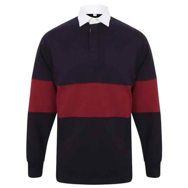 Front Row Unisex Adult Panelled Rugby Shirt Navy/Burgundy S