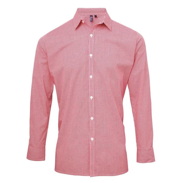 Premier Mens Gingham Long-Sleeved Shirt