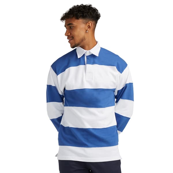 Front Row Mens Stripe Sewn Rugby Polo Shirt