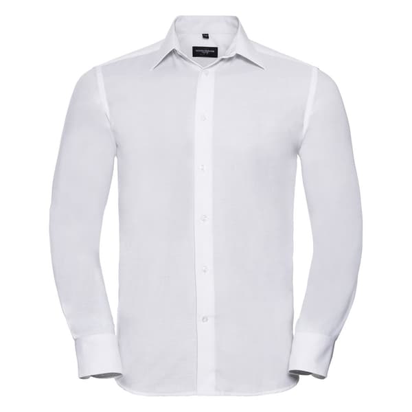 Russell Collection Mens Oxford Easy-Care Tailored Long-Sleeved Shirt
