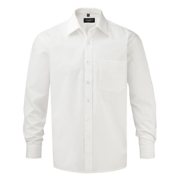 Russell Collection Mens Poplin Long-Sleeved Shirt