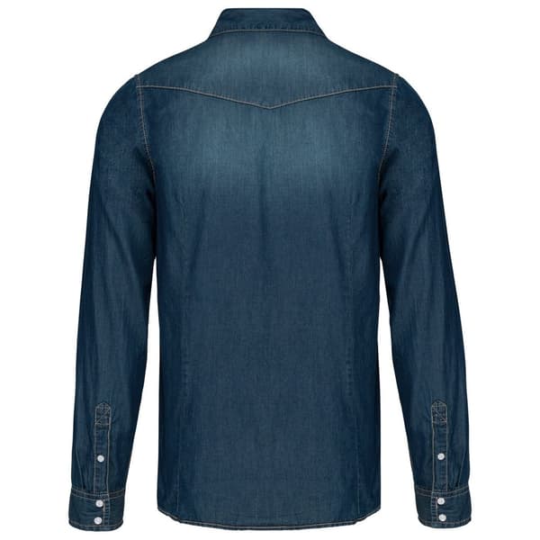 Kariban Langærmet skjorte i denim til mænd