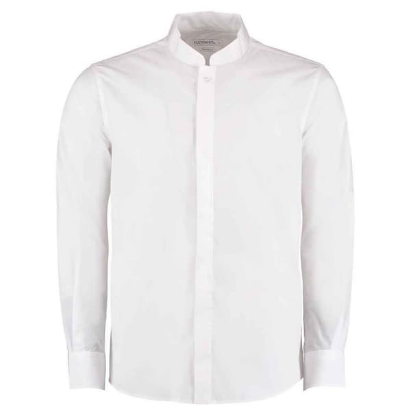 Kustom Kit Mens Mandarin Collar Long-Sleeved Shirt