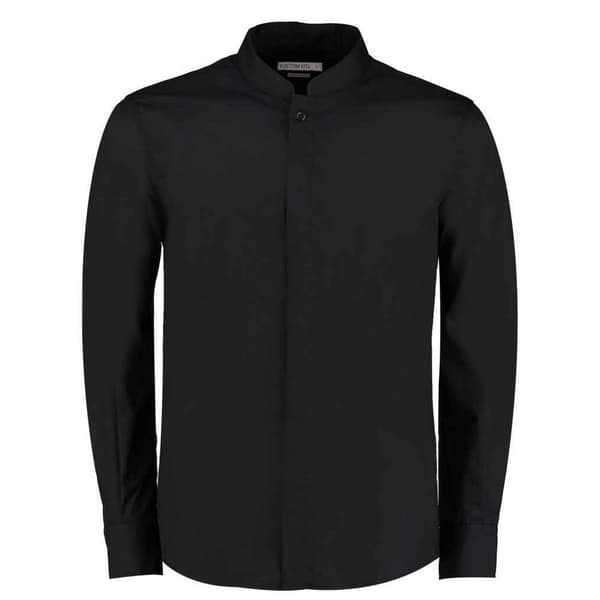 Kustom Kit Mens Mandarin Collar Long-Sleeved Shirt